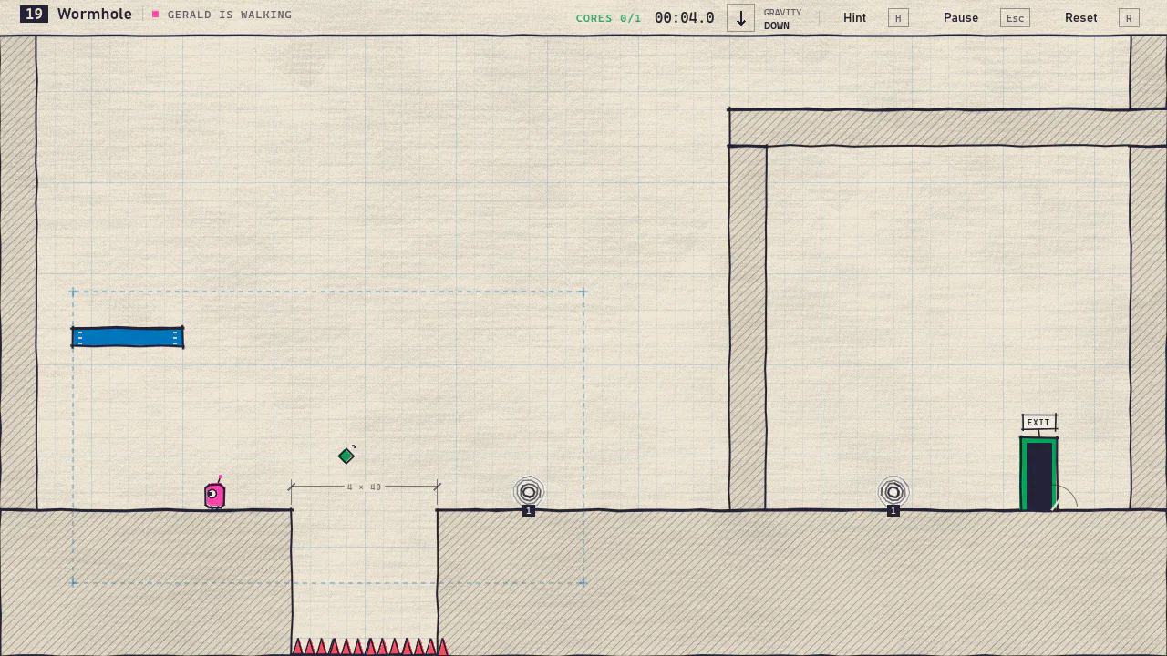 Level 19, Wormhole, with a pair of portals.
